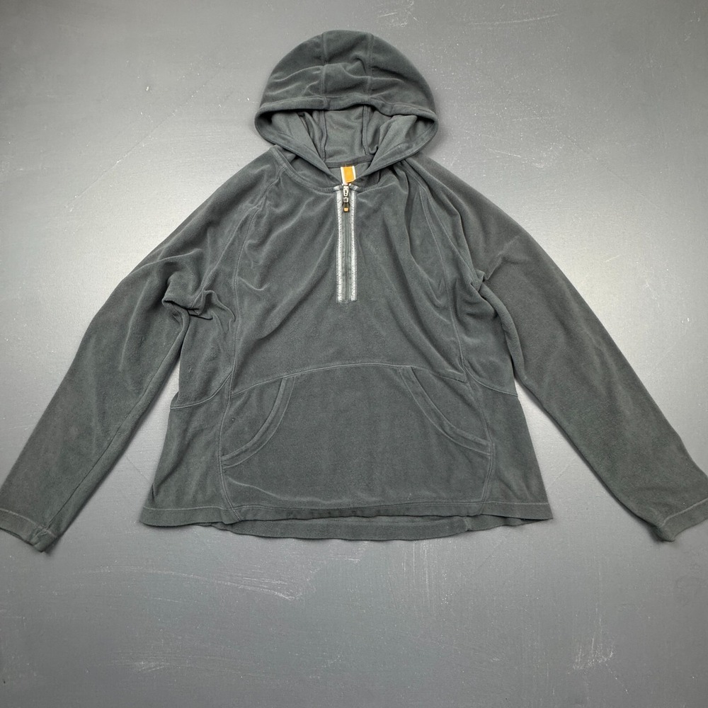 Lucy Women's XL Gray Fleece Hoodie Half Zip Kangaroo Pocket Pullover Sweatshirt